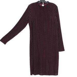 NEW Lane Bryant Dress Mock Neck Flocked Dot Bodycon Dark Academia Retro 14/16